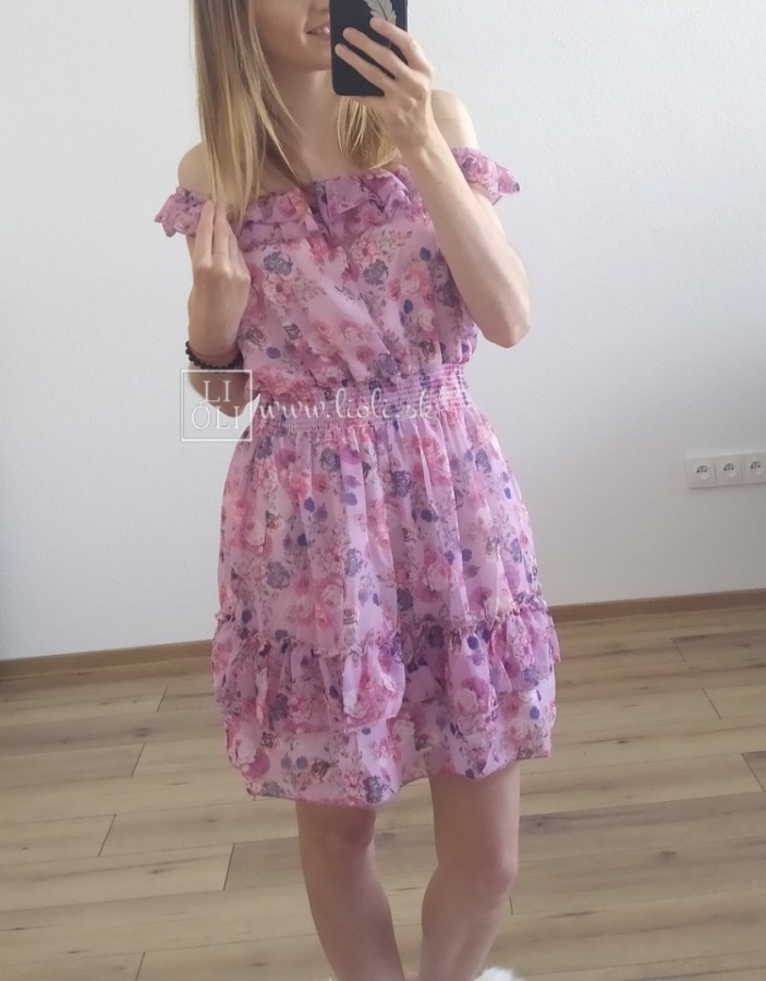 Romantické fialové šifónové šaty Flora
