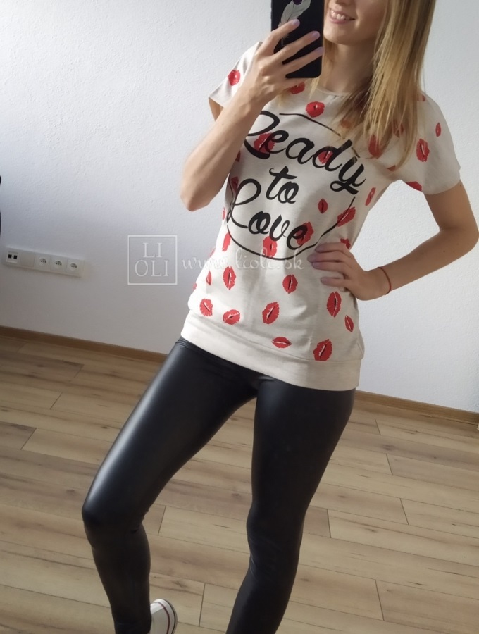 Dámske béžové tričko Ready to love