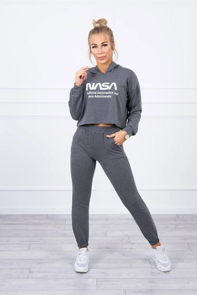 Dámska grafitová NASA súprava s crop mikinou