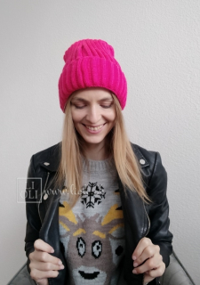 Dámska rebrovaná ružová čiapka Magda