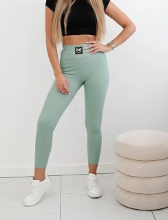 Rebrované legíny s vysokým pasom matcha tea