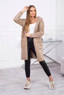 Pletený kardigan s kapucňou Clara camel