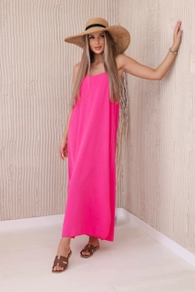 Dlhé letné šaty na tenké ramienka BELLA pink