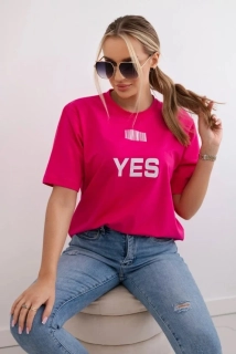 Dámske tričko Yes / No fuchsia s krátkym rukávom