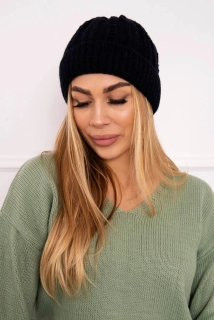 Dámska pletená čiapka Lila black