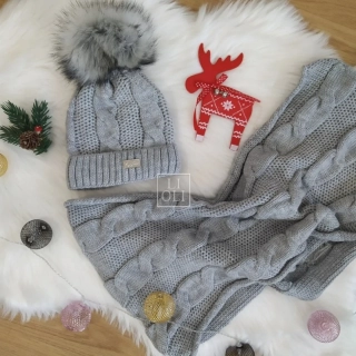 Dámska sivá zimná súprava MONICA čiapka + šál