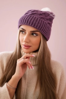 Zateplená dvojfarebná fialová dámska čiapka ILONA