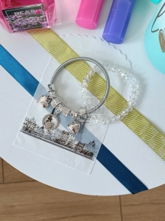 Set dvoch dámskych náramkov s príveskami Silver Heart white