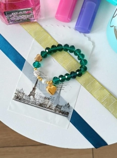 Dámsky náramok s príveskami Heart green