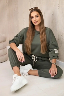 Viskózová khaki tepláková súprava Life isn´t perfect: mikina a tepláky
