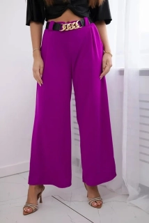 Dámske široké viskózové nohavice JANE purple