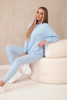 Bavlnená BASIC baby blue súprava: Oversize mikina a rebrované legíny