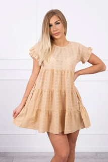 BOHO vyšívané dámske šaty béžové