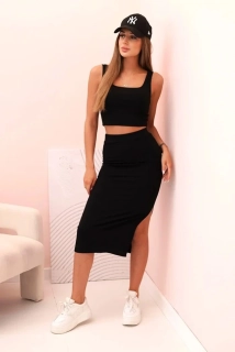 Dámsky set IRINA: top + midi sukňa čierna