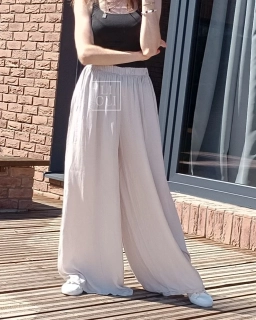 Letné viskózové nohavice TINA beige dark