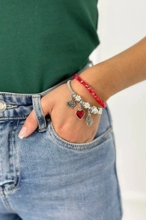 Set dvoch dámskych náramkov s príveskami Silver Heart 