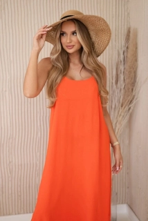 Dlhé letné šaty na tenké ramienka BELLA orange