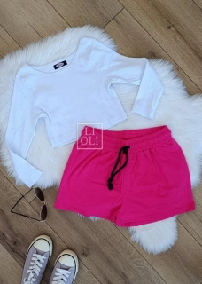 Dámske BASIC fuchsia bavlnené šortky s vreckami