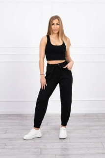 Bavlnená BASIC Black súprava: top a tepláky