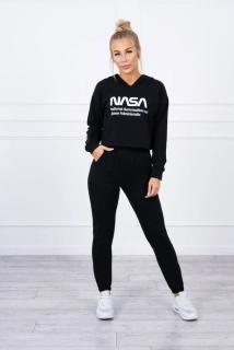 Dámska čierna NASA súprava s crop mikinou