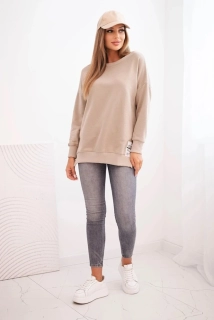 Dámska svetlo béžová oversize mikina s nášivkou Famous