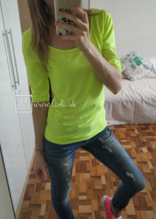 Basic neonovo žlté tričko s okrúhlym výstrihom