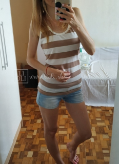 Páskové tielko hnedo smotanové