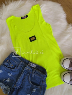 Basic neonovo žltý top na ramienka FASHION
