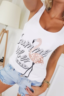 Dámske bavlnené tielko FLAMINGO white