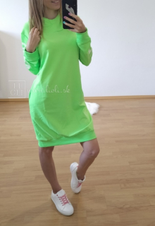Dámske mikinové šaty Off white neonovo zelené