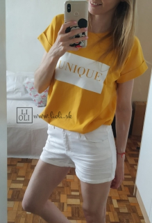 Dámske horčicové tričko UNIQUE
