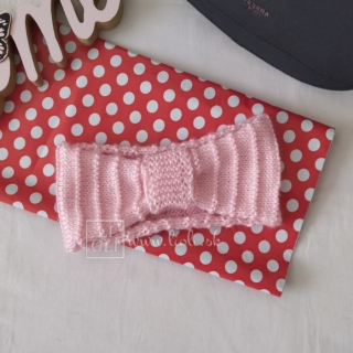 Dámska svetloružová pletená HANDMADE čelenka