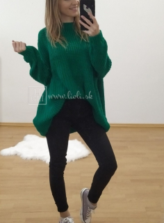 Maxi zelený oversize pletený sveter EMMA